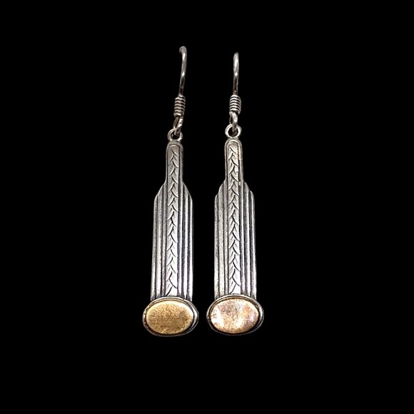 Steve Stamas Earrings Empire State Building Sterling Silver Brass Dangle - Picture 2 of 5